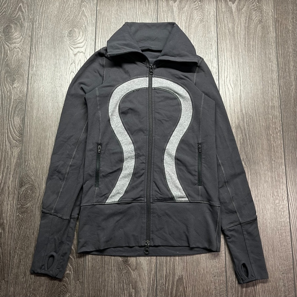 Lululemon In Stride Jacket Women's Size 2 Gray Full Zip Thumbholes